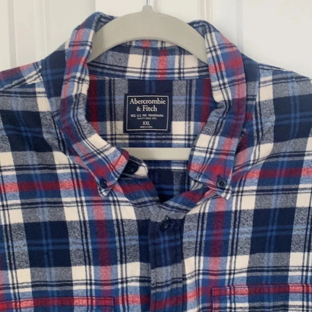 Men’s Abercrombie Fitch XXL Plaid Button Long Sleeve Shirt Rodeo Western Preppy - Picture 3 of 12